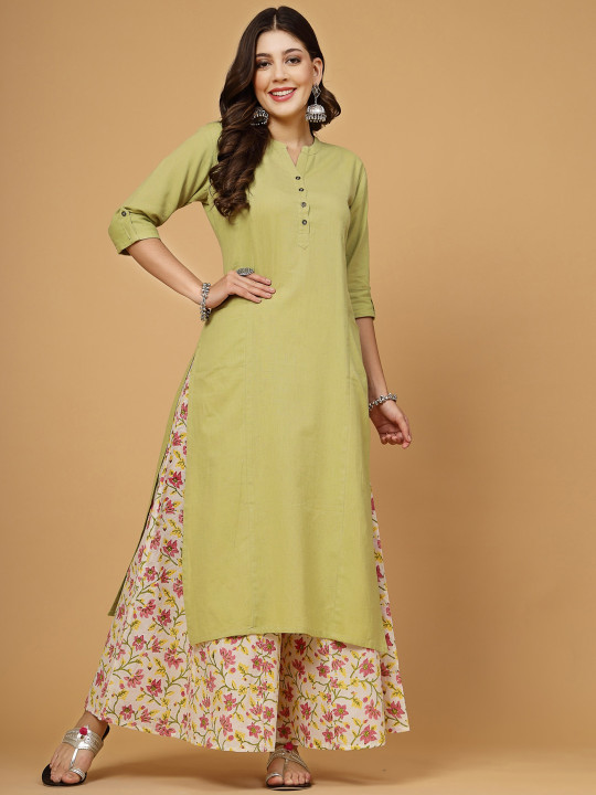 Pistaa Mandarin Collar Kurta with Palazzos