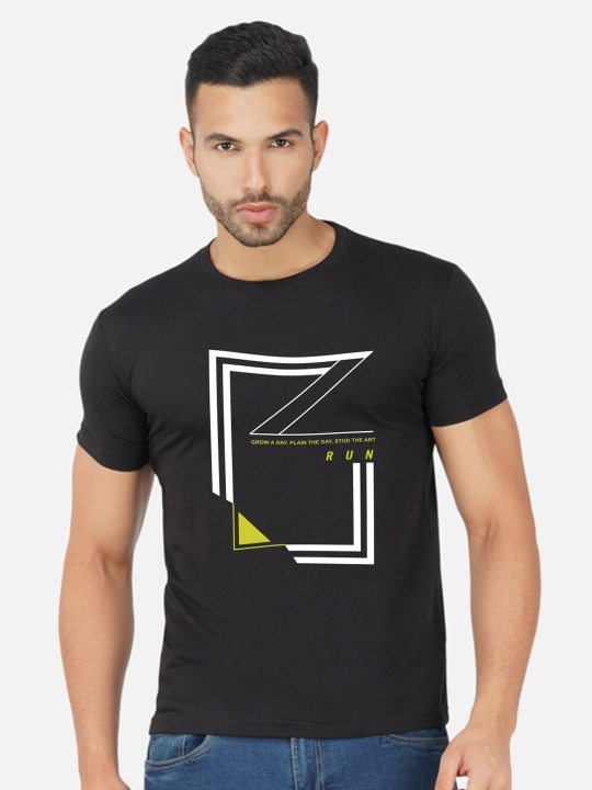 CHOZI Geometric Printed Cotton T-shirt