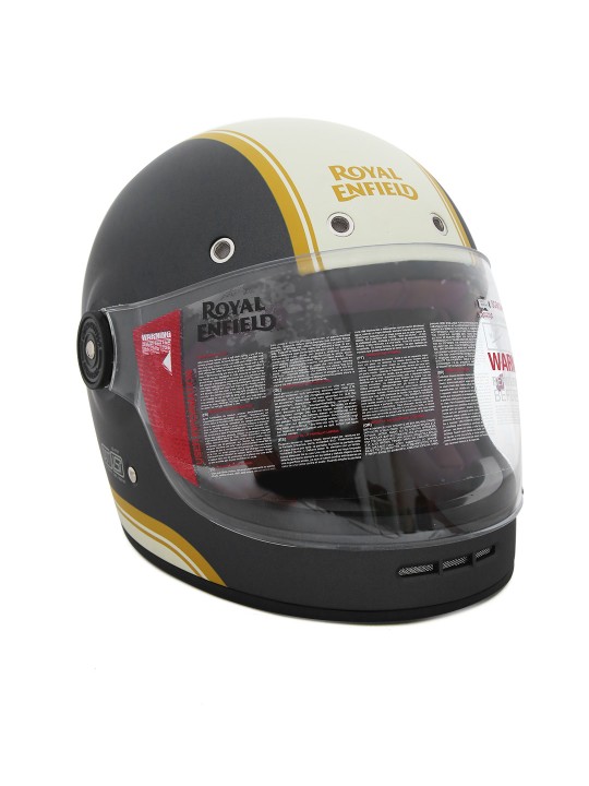 Unisex Charcoal Grey Colourblocked Classic Full Face Helmet RRGHEH000071