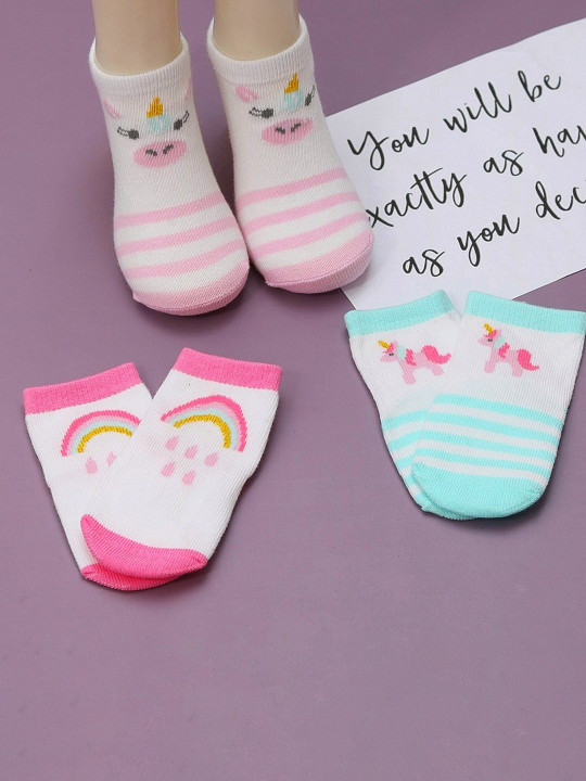 Yellow Bee Infants Girls Pack of 3 Striped Anti Skid Cotton Ankle Length Socks