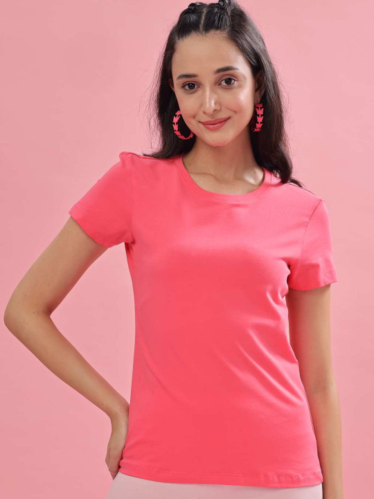 Dollar Women Stretchable Cotton Super Soft Solid Round Neck Tshirt