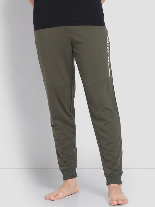 U.S. Polo Assn. Men Cotton Solid Mid-Rise Lightweight Lounge Joggers