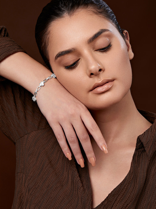 MINUTIAE Silver-Plated Crystals Link Bracelet