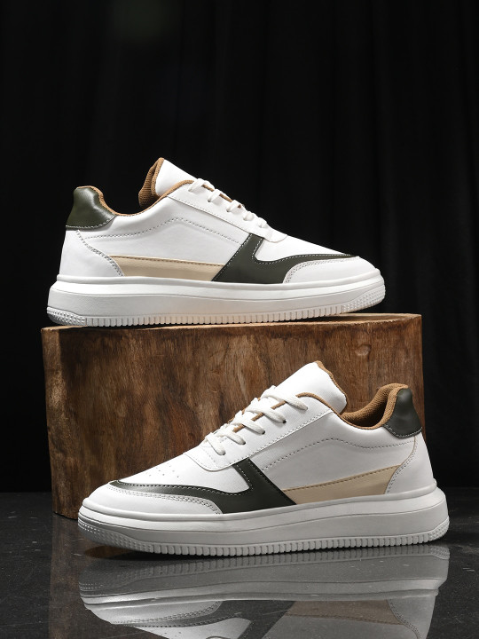 Roadster The Lifestyle Co. Men White & Brown Colourblocked Lightweight Comfort Sneakers