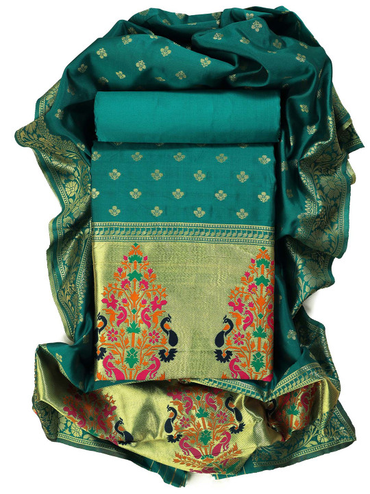 Sun Fashion And Lifestyle Ethnic Motifs Woven Design Pure Silk Unstitched Dress Material