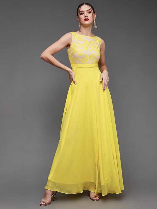 Miss Chase Women Floral Lace Insert Maxi Dress