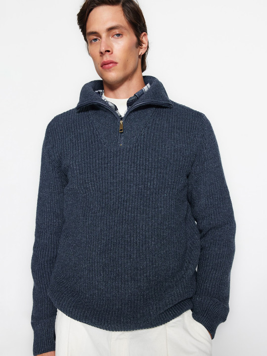 Trendyol Mock Collar Ribbed Pullover Sweater