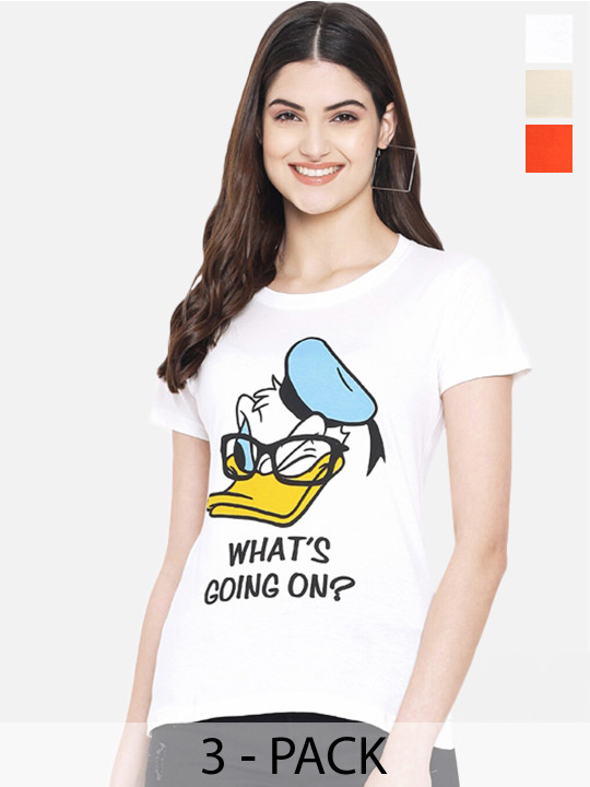 Fabflee Pack Of 3 Printed Cotton T-shirts