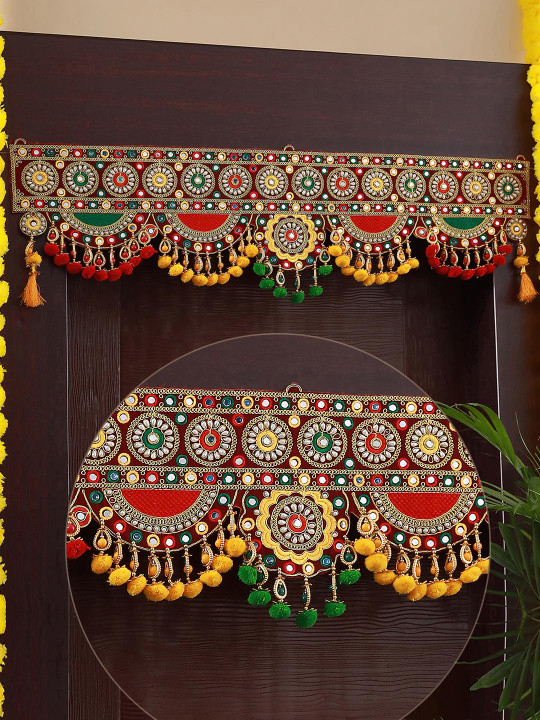 Red & Yellow Traditional Wall Door Hanging Bandhanwar Toran
