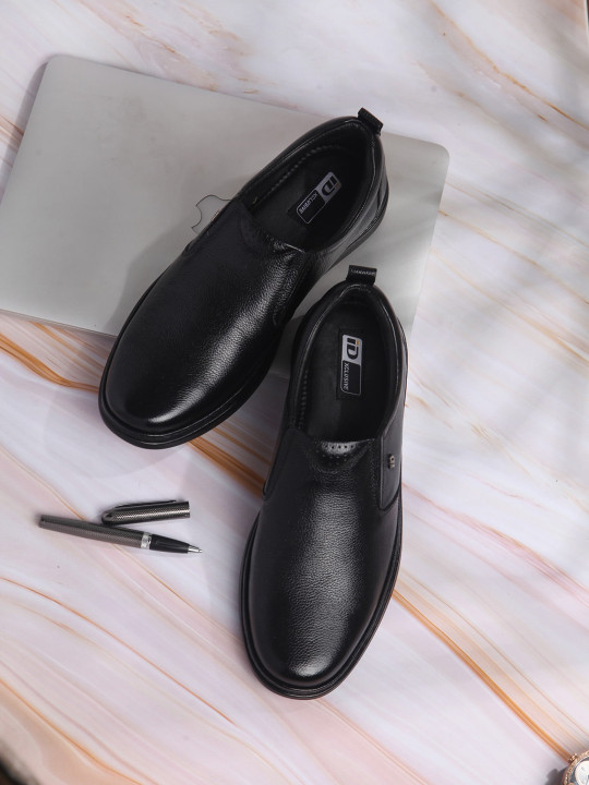 ID Men Textured Leather Light Weight Anti-Skid Slip-On Shoes