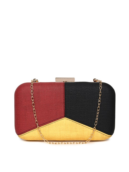 Red & Black Colourblocked Clutch
