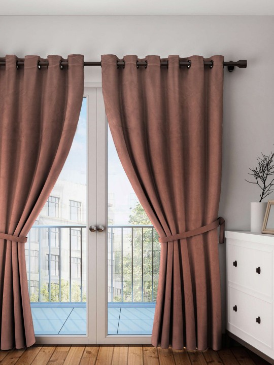 Brown Black Out Door Curtains