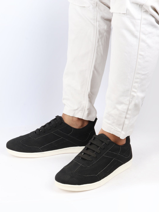FAUSTO Men Black PU Sneakers