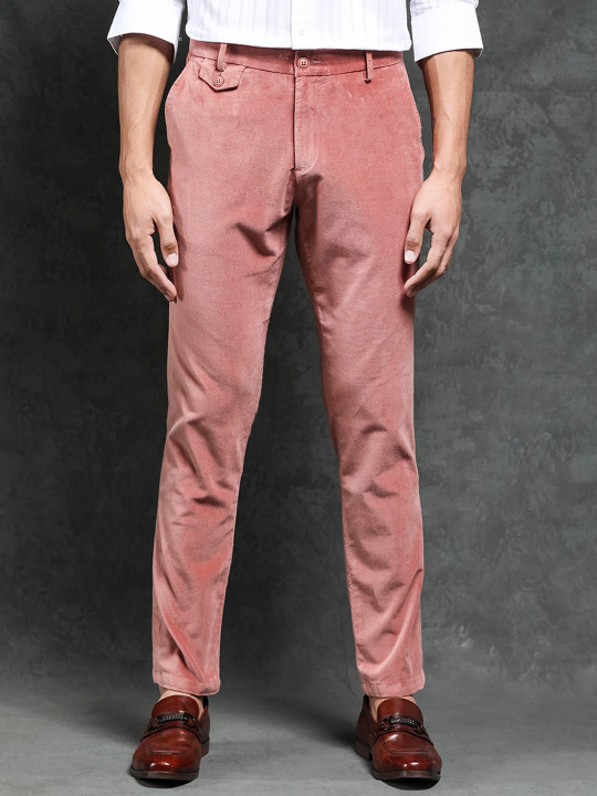 RARE RABBIT Men Pink Regular Fit Plain Trouser