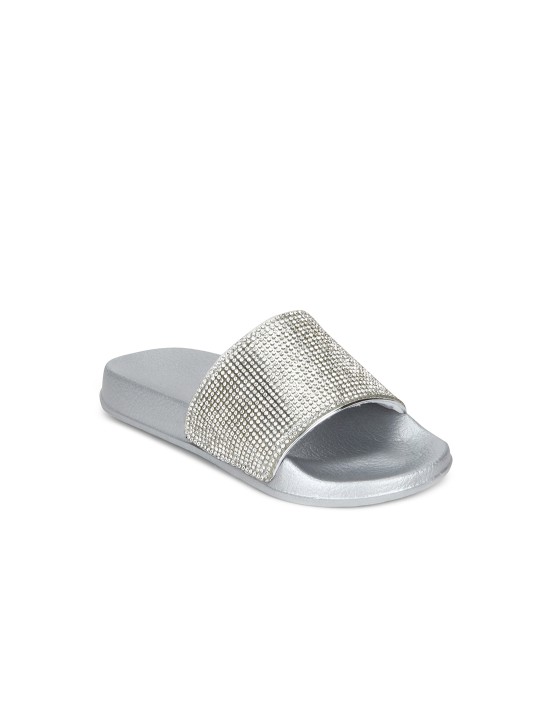 Girls Silver-Toned Embellished Flats 28