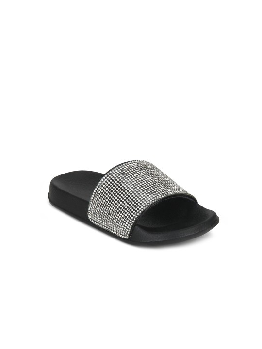 Girls Black Embellished Flats 28