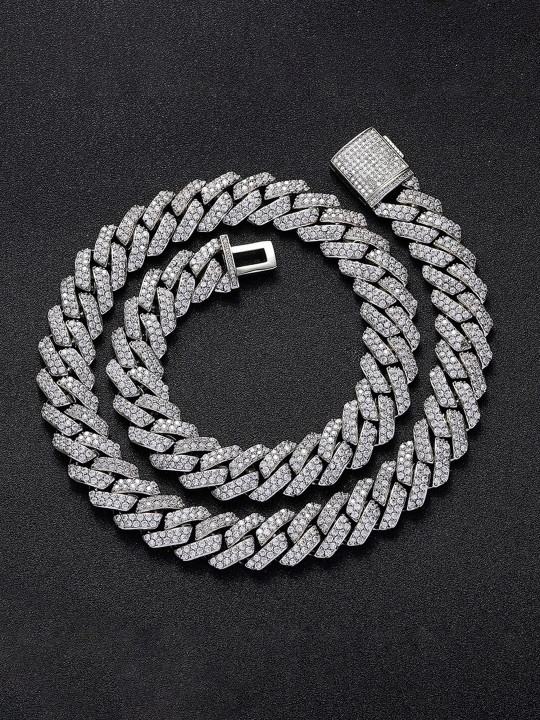 Jewels Galaxy Men Silver-Toned & White Silver-Plated Necklace
