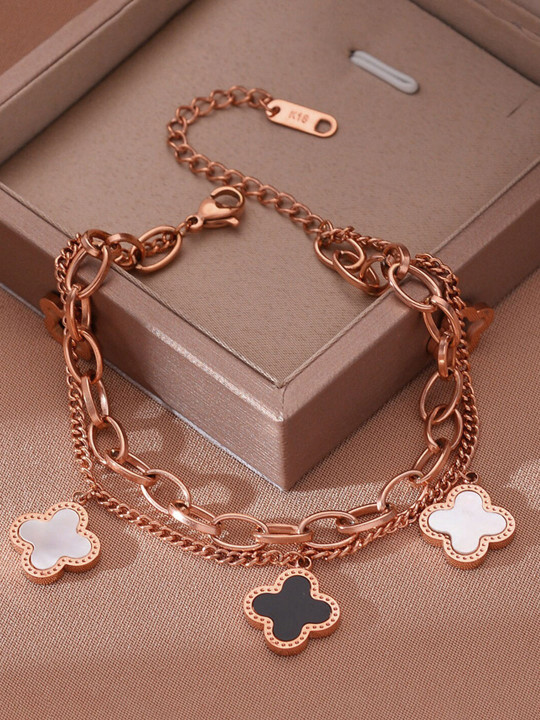 Jewels Galaxy Women Rose Gold-Plated Link Bracelet