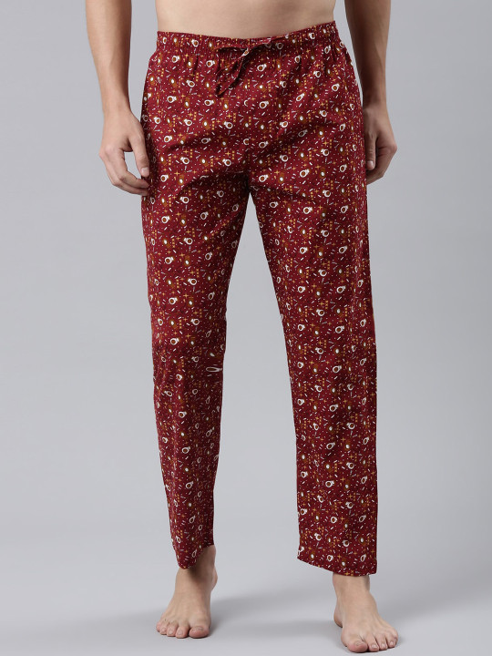 Joven Men Geometric Printed Cotton Lounge Pants