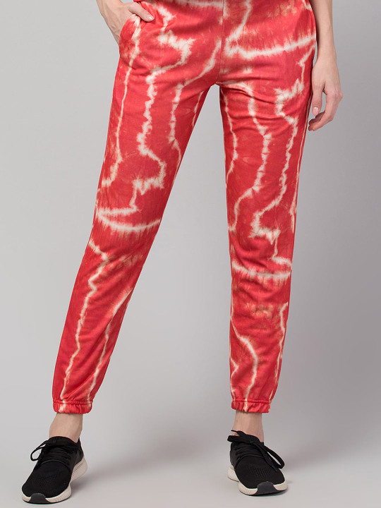 FFLIRTYGO Women Tie And Dye Printed Mid-Rise Anti Odour Sports Joggers