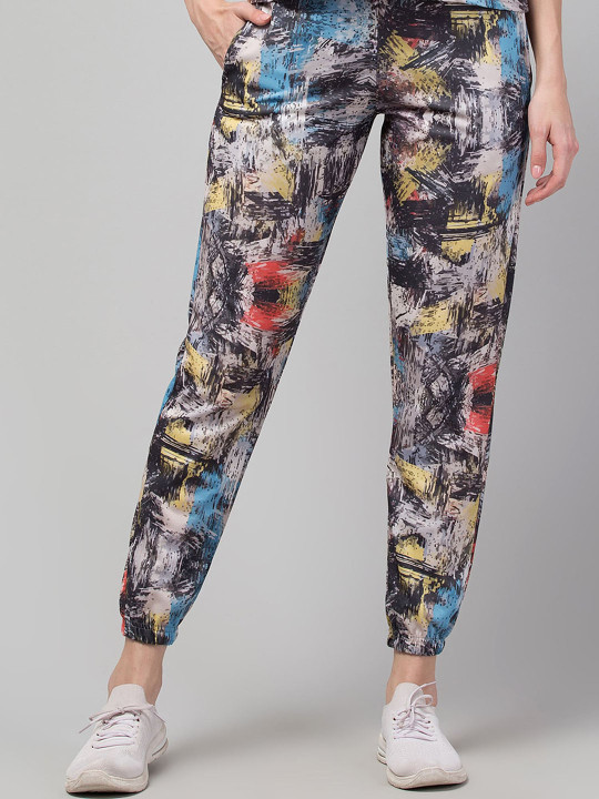 FFLIRTYGO Women Abstract Printed Anti Odour Slim Fit Joggers