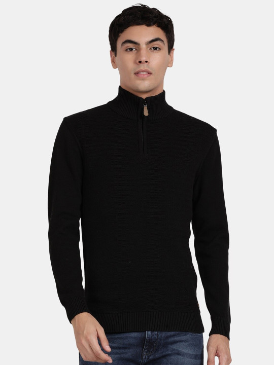 t-base Ribbed Turtle Neck Cotton Pullover Sweater