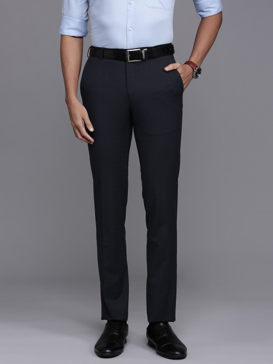 Raymond Men Self Design Textured Slim Fit Formal Trousers