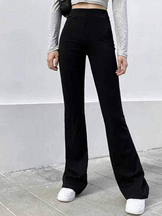 BROADSTAR Women Smart Flared High-Rise Easy Wash Bootcut Trouser