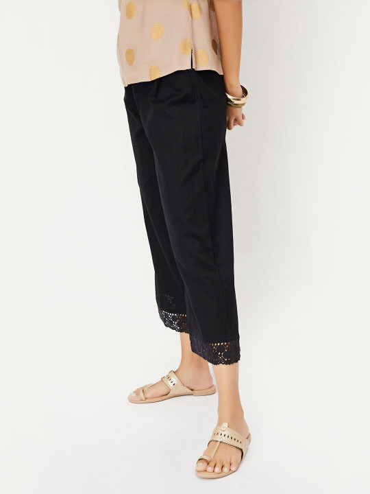 max Women Geometric Hem Design Palazzos