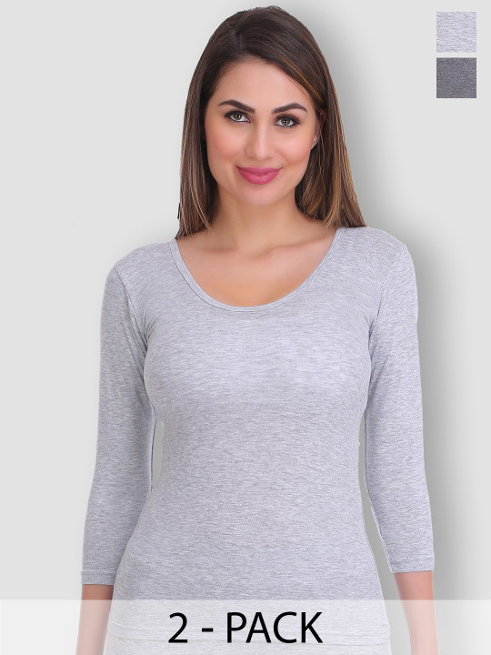 SELFCARE Pack Of 2 Round Neck Thermal Tops