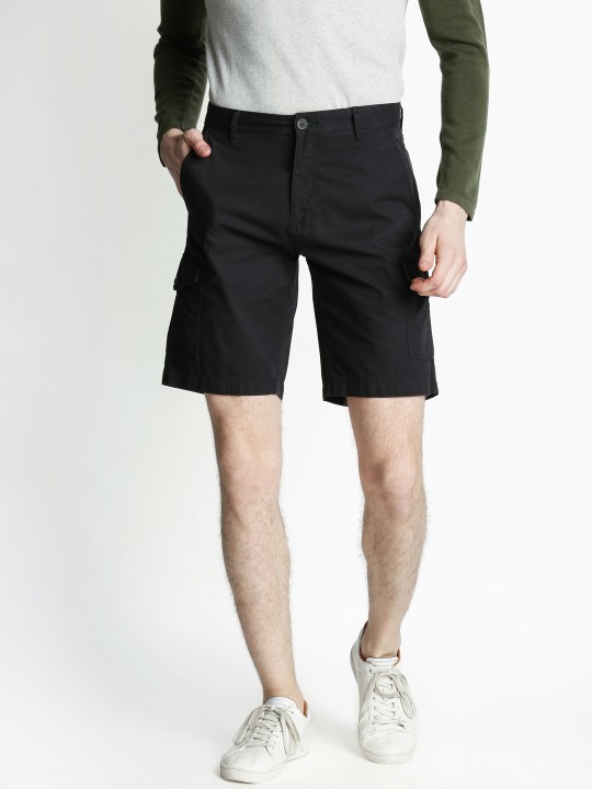 Men Black Solid Regular Fit Shorts 30