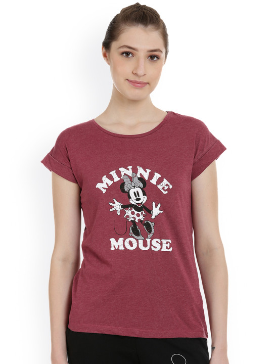 By Free Authority Women Red Printed Round Neck T-shirt M