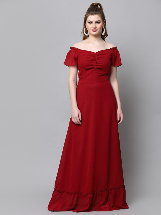 price history - Off-Shoulder Gathered Detailed Maxi Dress