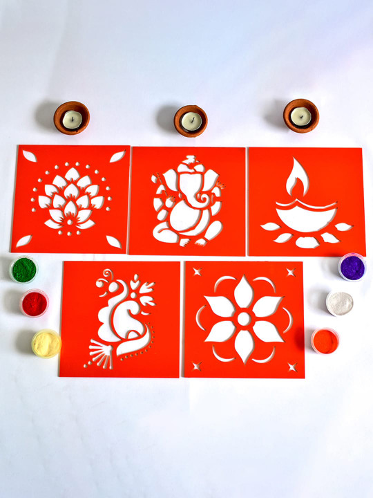 ilearnngrow DIY Set of 5 Rangoli Stencil kit