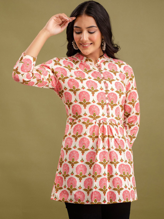 FERANOID Ethnic Motifs Printed Pure Cotton Kurti