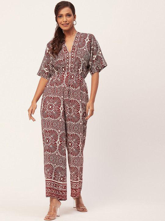 Moomaya Abstract Printed Basic Jumpsuit