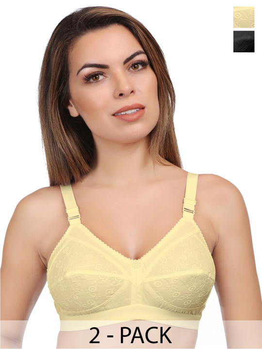 Eve's Beauty Pack Of 2 Floral Self Design Full Coverage Minimizer Bra With All Day Comfort
