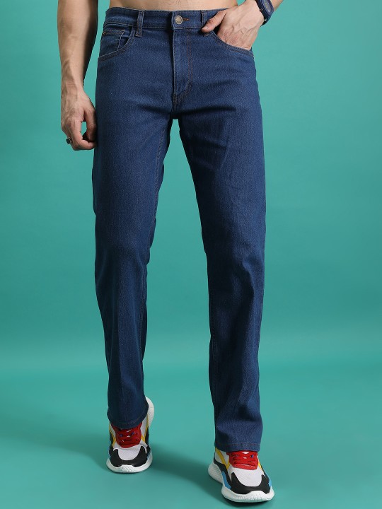 Men Straight Fit Mid-Rise Stretchable Jeans