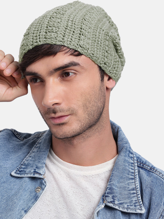 Magic Needles Men Self Design Crochet Beanie