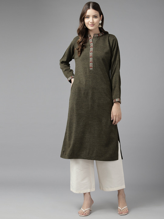 Cayman Women Yoke Design Woollen Kurta
