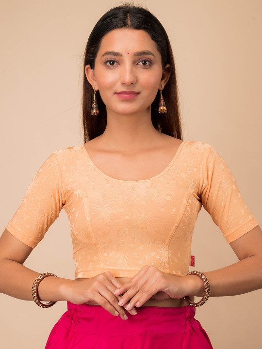 Bindigasm's Advi Embroidered Jacquard Stretchable Saree Blouse
