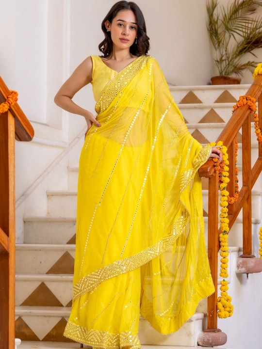 House Of Jamoti Embroidered Mirror Work Saree
