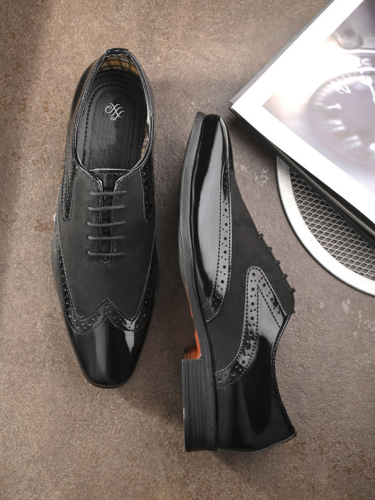 House of Pataudi Men Perforated Formal Brogues