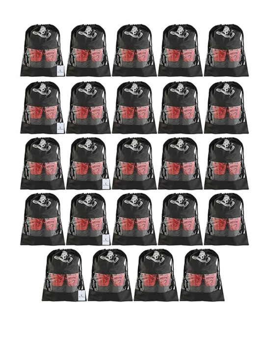 Kuber Industries Black 24 Pieces Printed Travel Shoe Organisers