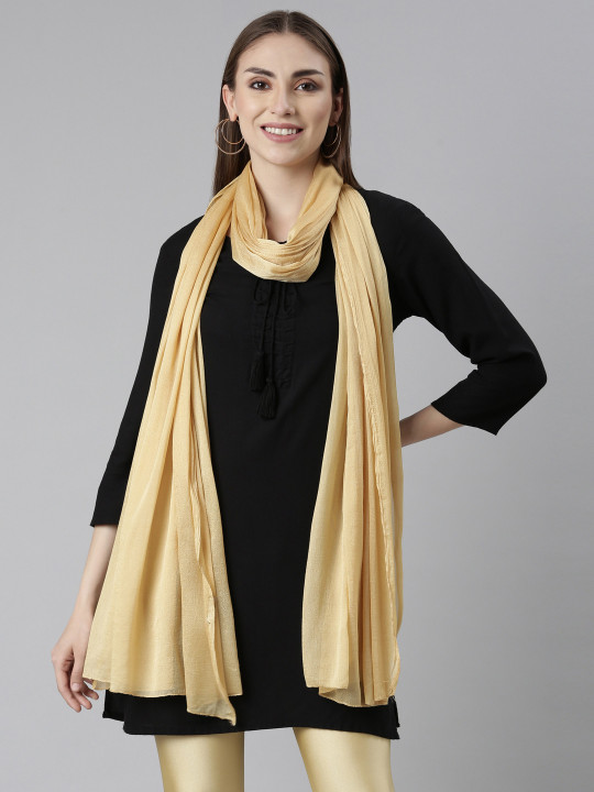 TWIN BIRDS Solid Lightweight Shimmer Dupatta