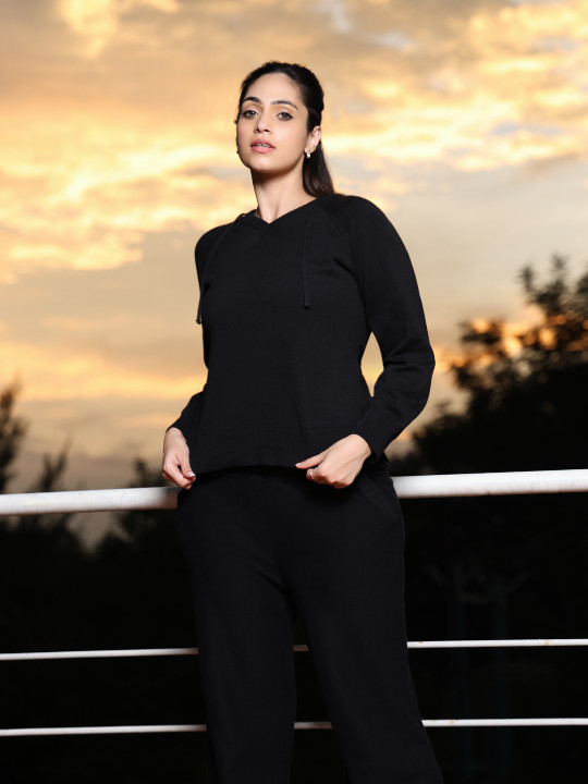 Blissclub Hooded Raglan Sleeves Pure Cotton Pullover