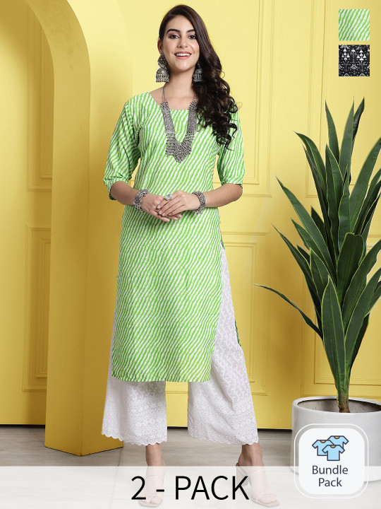 7Threads Pack of 2 Printed Straight Kurta