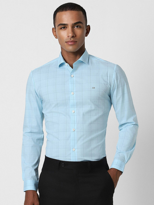 Peter England Slim Fit Opaque Checked Formal Shirt