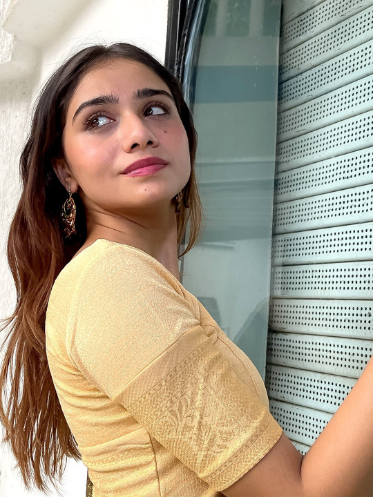 Bindigasm's Advi Printed Jacquard Saree Blouse
