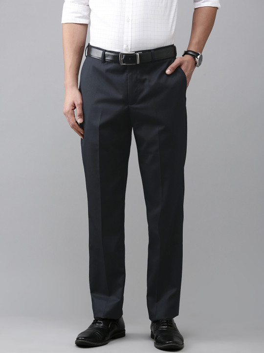 Park Avenue Men Self Design Textured Smart Slim Fit Formal Trousers